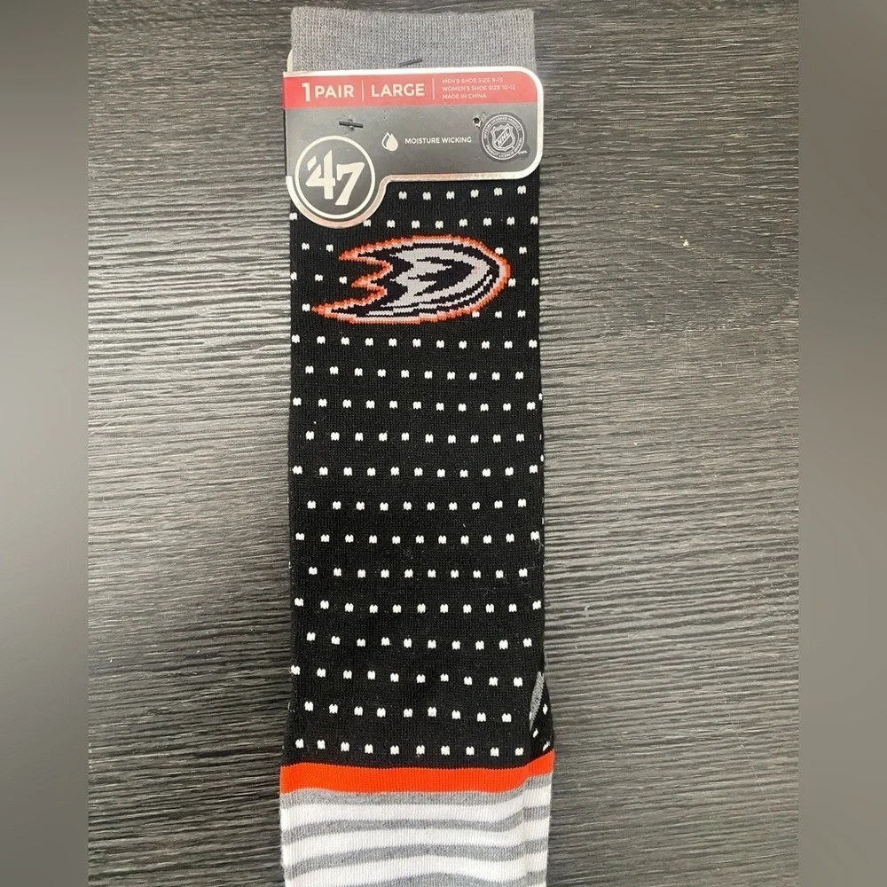 NWT ‘47 Anaheim Ducks NHL Moisture Wicking Willard Flat Knit Socks Men’s Women’s